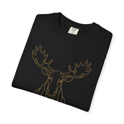 Minimal Line Art Moose T-Shirt | Outline Antler Graphic