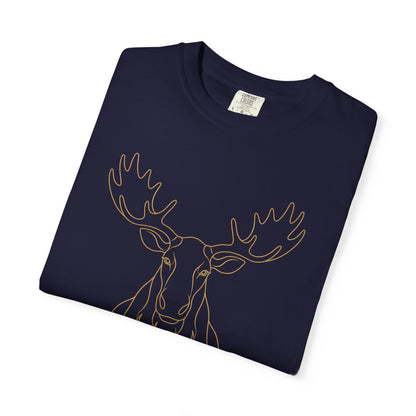 Minimal Line Art Moose T-Shirt | Outline Antler Graphic