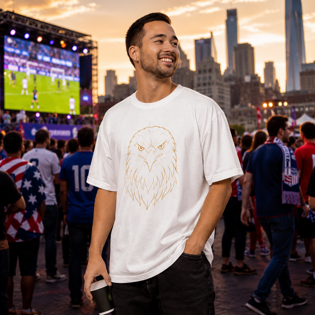 Minimal Eagle Line Art T-shirt | Outline Bald Eagle Tee