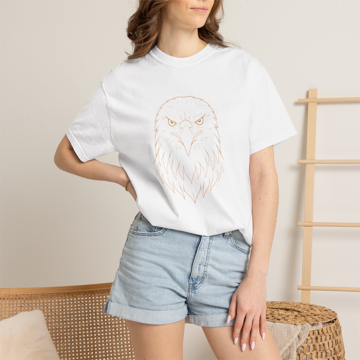 Minimal Eagle Line Art T-shirt | Outline Bald Eagle Tee