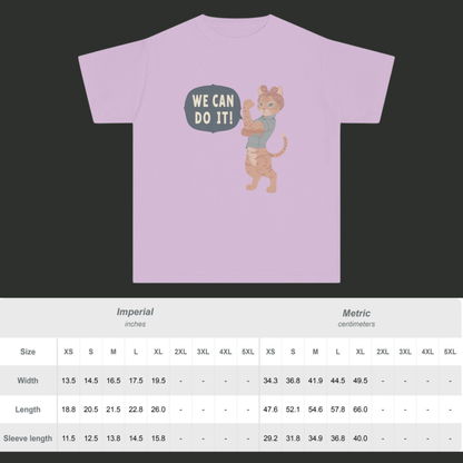 Youth Midweight Tee Cute Cat We Can Do It Shirt, Motivational Cat Graphic Kids T Shirt, Girl Power Kids Tee, Funny Cat Lover Gift