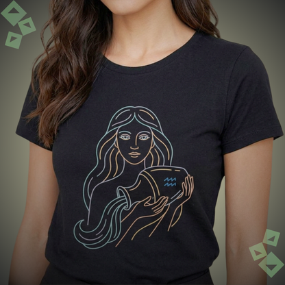 Unisex Jersey T Shirt Aquarius Zodiac Water Bearer Graphic, Minimalist Aquarius Astrology Shirt, Horoscope Zodiac Sign Tee, Birthday Gift