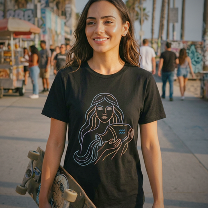 Unisex Jersey T Shirt Aquarius Zodiac Water Bearer Graphic, Minimalist Aquarius Astrology Shirt, Horoscope Zodiac Sign Tee, Birthday Gift