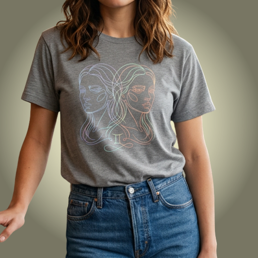 Unisex Jersey T Shirt Gemini Zodiac Twins Graphic, Minimalist Gemini Astrology Shirt, Horoscope Zodiac Sign Tee, Gift for Gemini Women Men