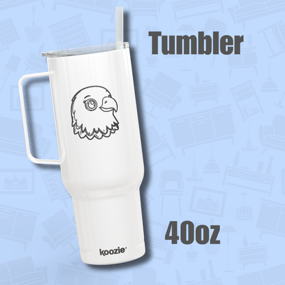 40oz Tumbler with Handle, Engraved Cool Eagle Mood Design, Insulated Stainless Steel Travel Cup, Gift for Outdoor Lovers