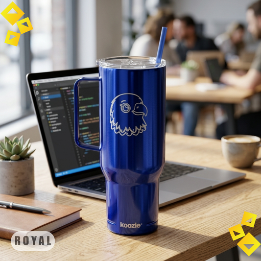 40oz Tumbler with Handle, Engraved Cool Eagle Mood Design, Insulated Stainless Steel Travel Cup, Gift for Outdoor Lovers