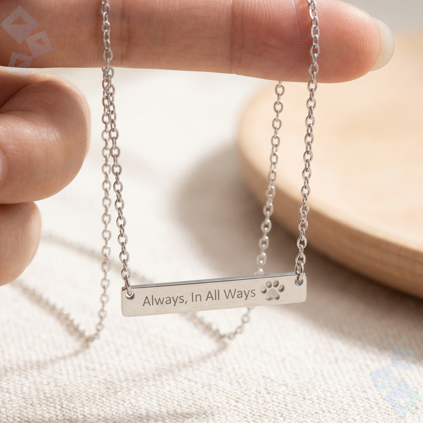Cutout Paw Bar Necklace Engraving, Personalized Dog Paw Bar Necklace Stainless, Pet Lover Jewelry Gift for Dog Mom