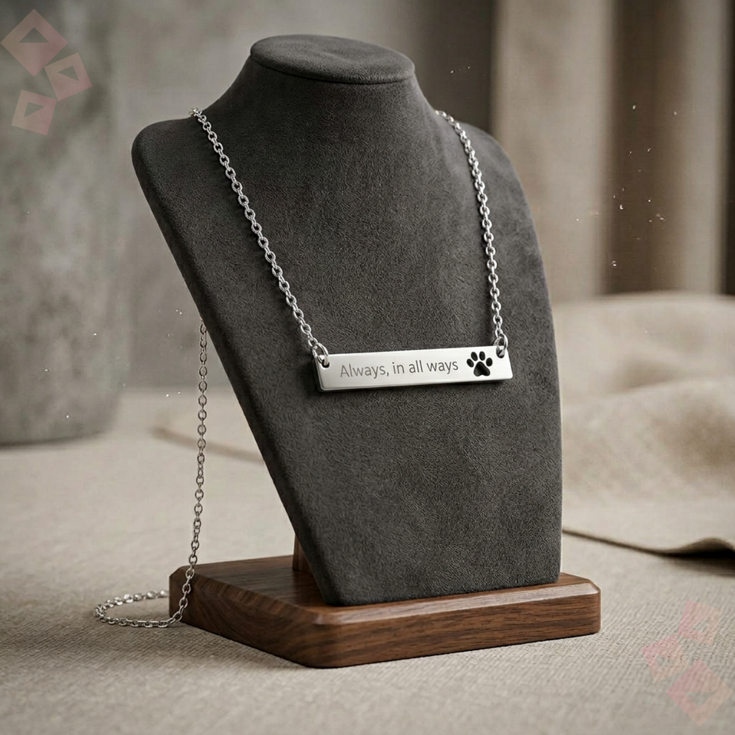 Cutout Paw Bar Necklace Engraving, Personalized Dog Paw Bar Necklace Stainless, Pet Lover Jewelry Gift for Dog Mom