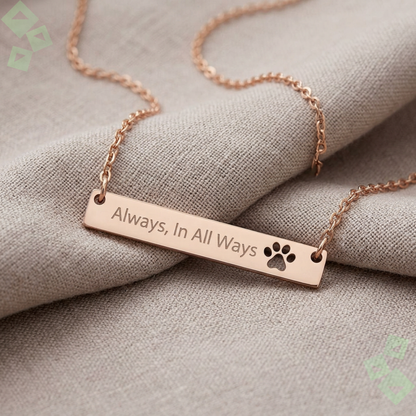 Cutout Paw Bar Necklace Engraving, Personalized Dog Paw Bar Necklace Stainless, Pet Lover Jewelry Gift for Dog Mom