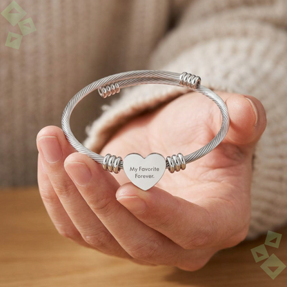 Heart Cuff Bracelet Engraving, Personalized Name Heart Bracelet, Polished Minimalist Cuff Jewelry, Romantic Gift for Her Girlfriend Wife