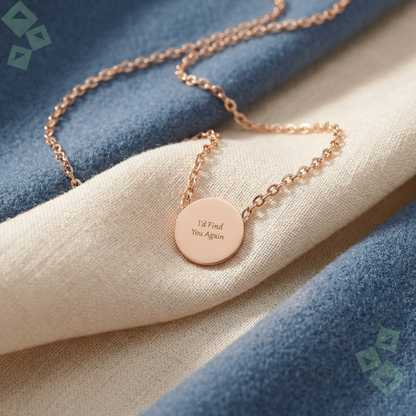 Mini Circle Necklace Engraving, Personalized Name Necklace with Round Pendant, Custom Word Necklace, Minimalist Jewelry Gift for Her