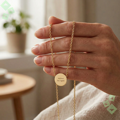Mini Circle Necklace Engraving, Personalized Name Necklace with Round Pendant, Custom Word Necklace, Minimalist Jewelry Gift for Her
