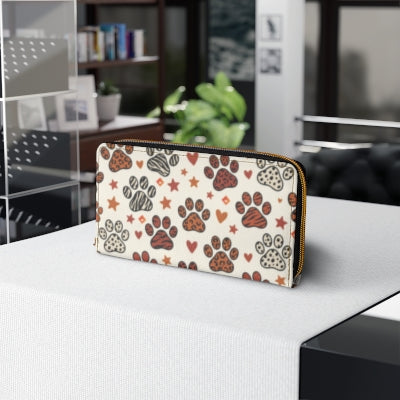 Leopard Paw Print Zipper Wallet | Animal Print Paw Pattern