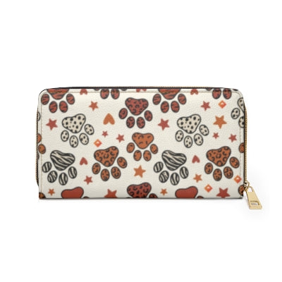 Leopard Paw Print Zipper Wallet | Animal Print Paw Pattern