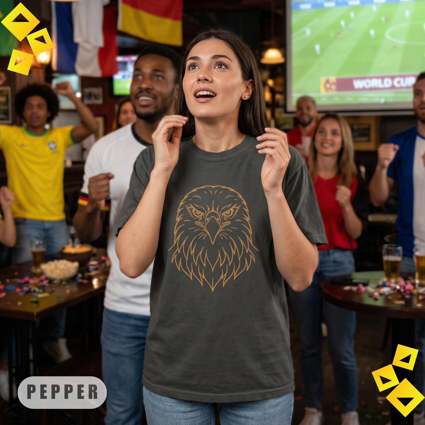 Unisex Garment-Dyed T-shirt, Eagle Illustration Tee, World Cup 2026 Soccer Fan Shirt, Fierce Eagle Graphic, Sports Gift
