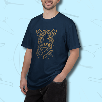 Unisex Garment-Dyed T-shirt, Hand Drawn Leopard Line Art Tee, World Cup 2026 Fan Shirt, Wild Cat Graphic, Sports Gift