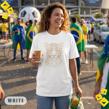 Unisex Garment-Dyed T-shirt, Hand Drawn Leopard Line Art Tee, World Cup 2026 Fan Shirt, Wild Cat Graphic, Sports Gift