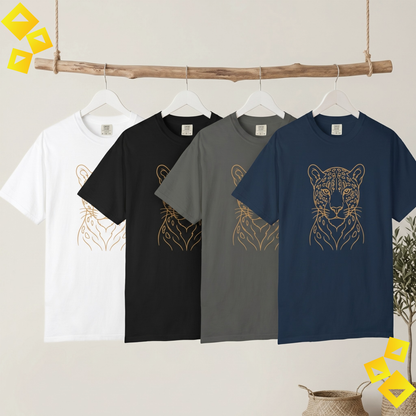 Unisex Garment-Dyed T-shirt, Hand Drawn Leopard Line Art Tee, World Cup 2026 Fan Shirt, Wild Cat Graphic, Sports Gift