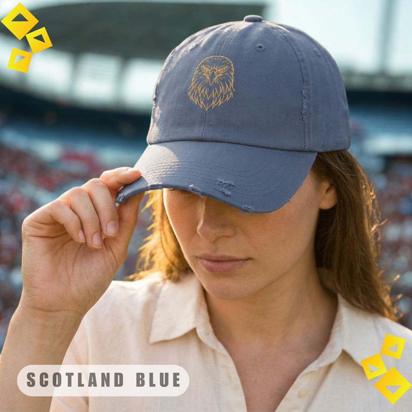 Unisex Distressed Cap, Minimalist Golden Eagle Line Art Hat, World Cup 2026 Fan Cap, Wildlife Graphic, Sports Gift