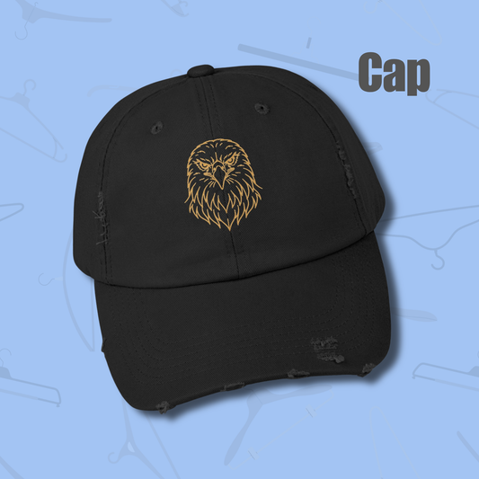 Unisex Distressed Cap, Minimalist Golden Eagle Line Art Hat, World Cup 2026 Fan Cap, Wildlife Graphic, Sports Gift