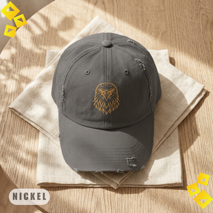 Unisex Distressed Cap, Minimalist Golden Eagle Line Art Hat, World Cup 2026 Fan Cap, Wildlife Graphic, Sports Gift