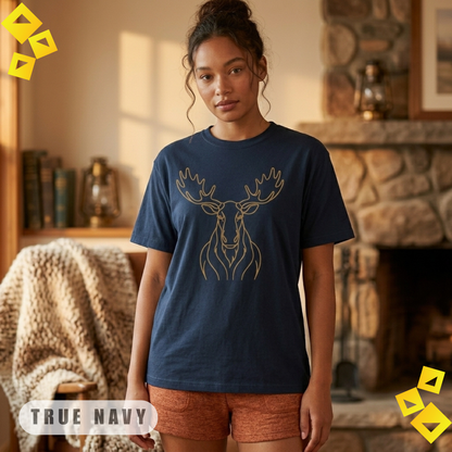 Unisex Garment-Dyed T-shirt, Minimalist Moose Line Art Tee, World Cup 2026 Fan Shirt, Wildlife Graphic, Nature Lover Sports Gift