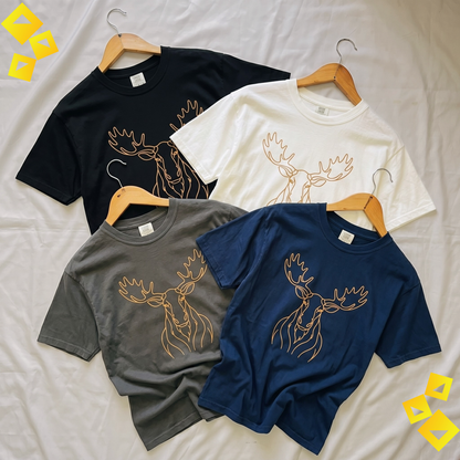 Unisex Garment-Dyed T-shirt, Minimalist Moose Line Art Tee, World Cup 2026 Fan Shirt, Wildlife Graphic, Nature Lover Sports Gift