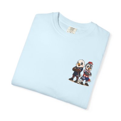 Eagle and BellBird Soccer Players T-shirt | Cute Animal Sports Illustration