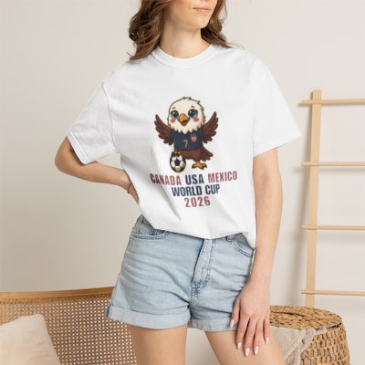 Eagle Soccer Mascot Canada USA Mexico World Cup 2026 T-shirt