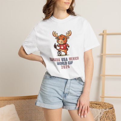 Moose Soccer Mascot Canada USA Mexico World Cup 2026 T-shirt