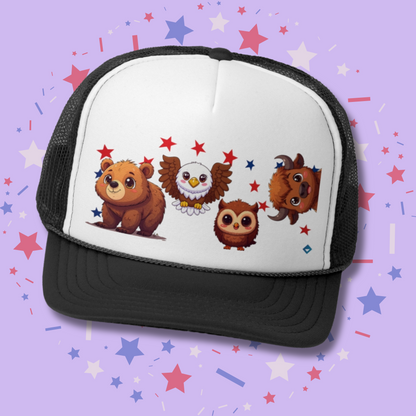 Trucker Hat | Cute Bear, Owl & Eagle Design | Fun Summer Cap for Animal Lovers and Camp Style