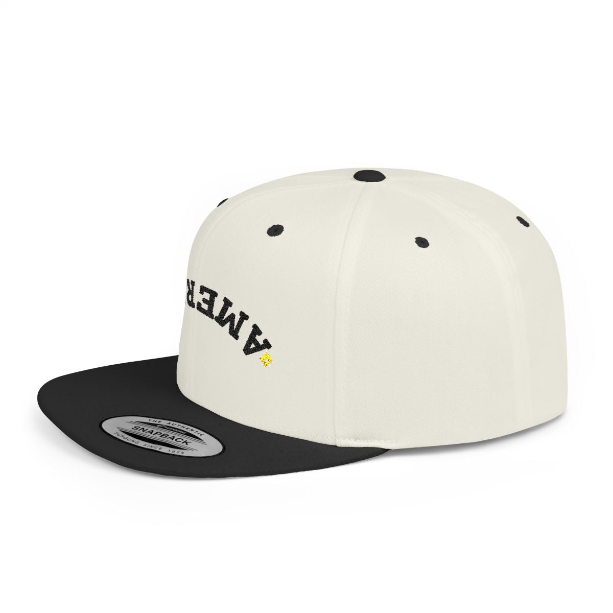 Snapback Hat | Upside Down AMERICA Embroidery | Flat Bill Streetwear Cap for Festivals & Everyday Style