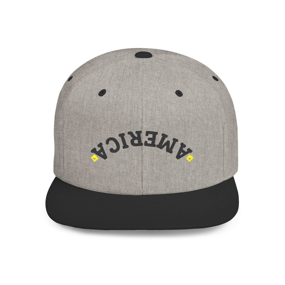 Snapback Hat | Upside Down AMERICA Embroidery | Flat Bill Streetwear Cap for Festivals & Everyday Style
