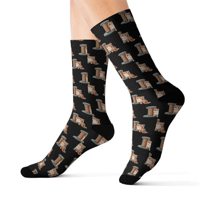 Cute Cat & Scratcher Pattern Socks | Cozy, Fun, Unisex Cat Lover Gift
