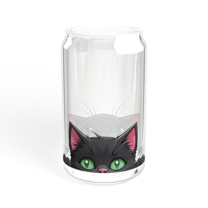 Sipper Glass – Kawaii Cat Duo Design – 16oz Cup with Grey Lid