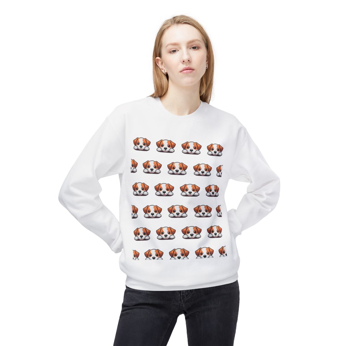 I Woof You <3 Puppy Faces Sweatshirt | Cute & Cozy Unisex Dog Lover Fleece CrewneckCrewneck