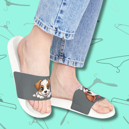 Sandals, Jack Russell Terrier Cartoon Dog Print, Womens Removable Strap Shoes, Cute Puppy Summer Footwear, Gift for Dog Moms