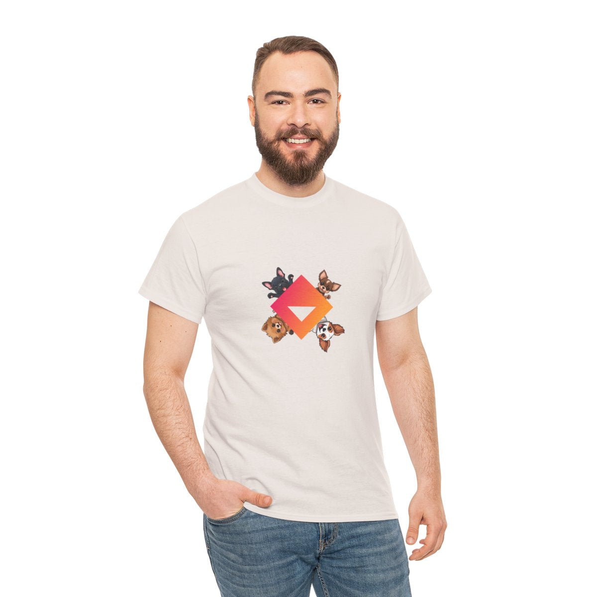 Unisex T-Shirt – Cute Puppy Faces – Colorful Dog Art by JEM
