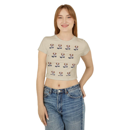 Baby Tee Woof-tastic Vibes Only – Playful Puppy Skateboard Design – Fun Women’s Shirt with Cool Vibes