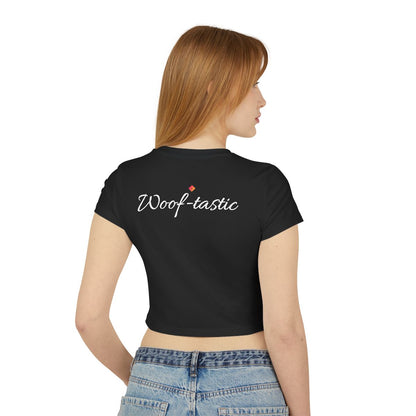 Baby Tee Woof-tastic Vibes Only – Playful Puppy Skateboard Design – Fun Women’s Shirt with Cool Vibes