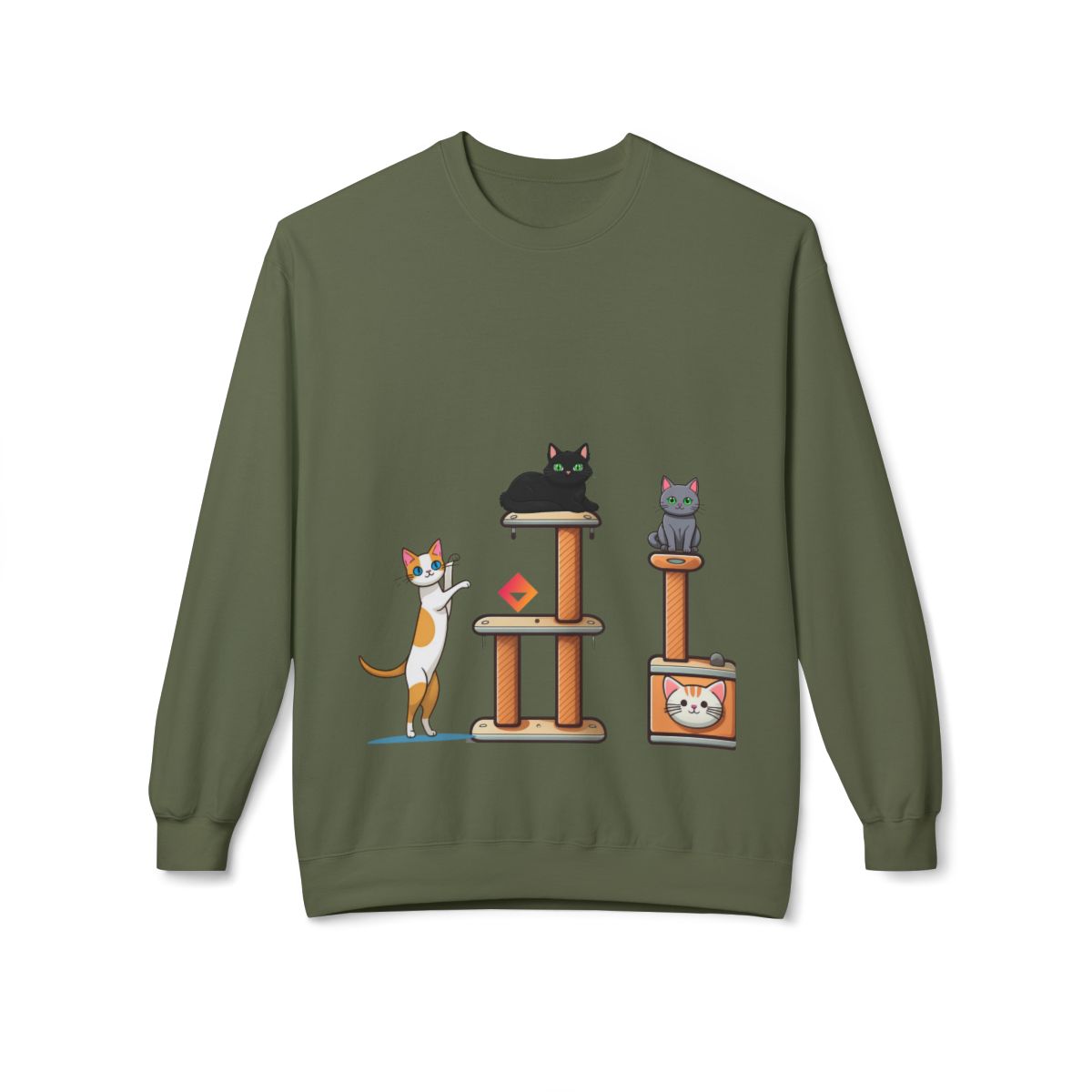 Kawaii Kittens Cozy Crewneck | Cute Cat Tree <Ugly Sweater> Style Sweatshirt
