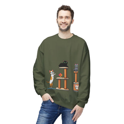 Kawaii Kittens Cozy Crewneck | Cute Cat Tree <Ugly Sweater> Style Sweatshirt