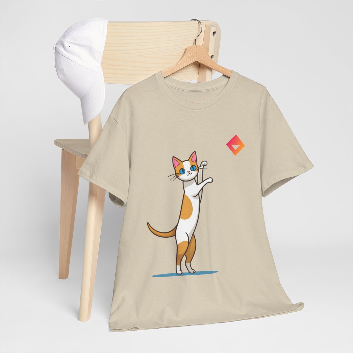 Playful Cat T-Shirt | Orange Tabby & JEM Diamond Design | Gift for Cat Lovers