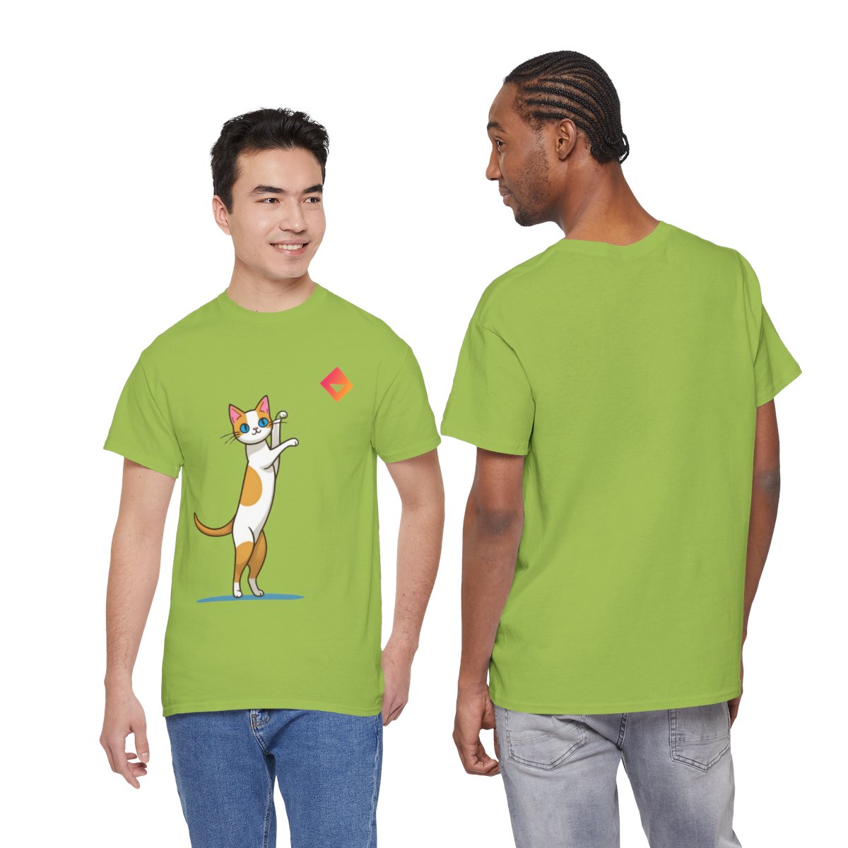 Playful Cat T-Shirt | Orange Tabby & JEM Diamond Design | Gift for Cat Lovers