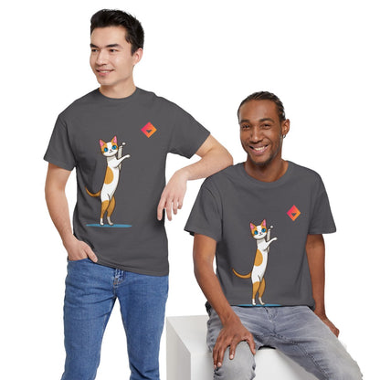 Playful Cat T-Shirt | Orange Tabby & JEM Diamond Design | Gift for Cat Lovers