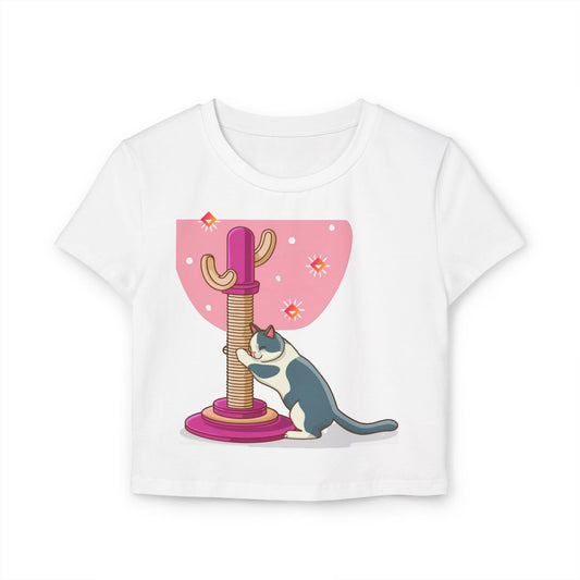 Scratch That! | Baby Tee for Cat Lovers with Cosmic Style