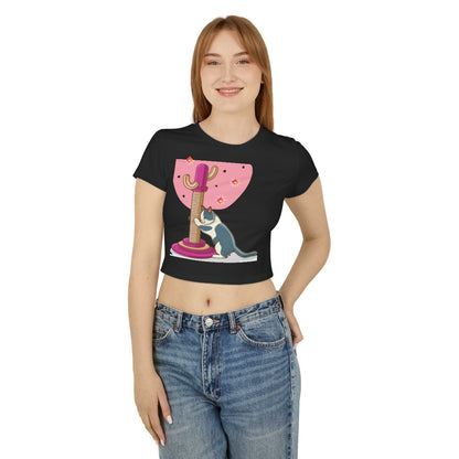 Scratch That! | Baby Tee for Cat Lovers with Cosmic Style