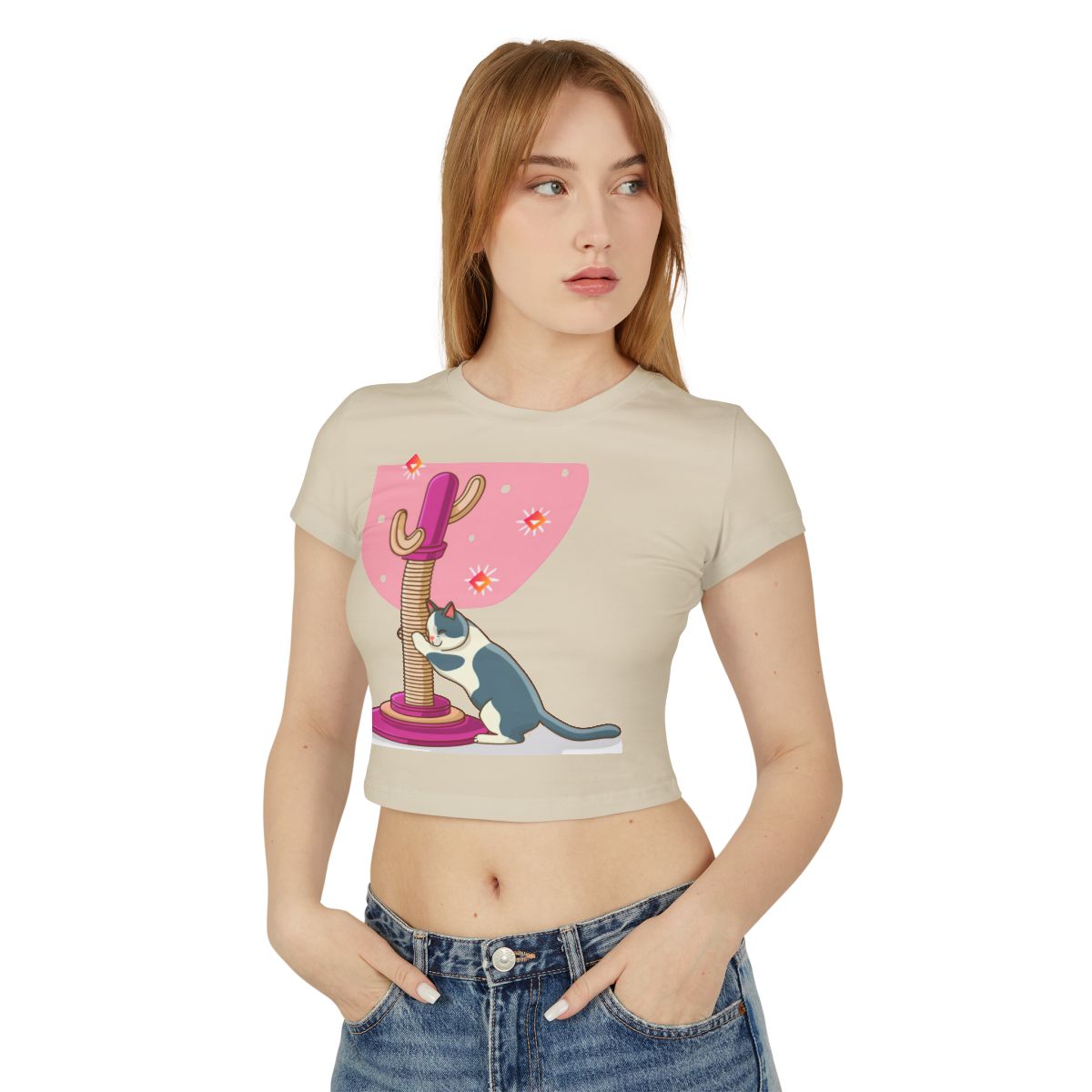 Scratch That! | Baby Tee for Cat Lovers with Cosmic Style