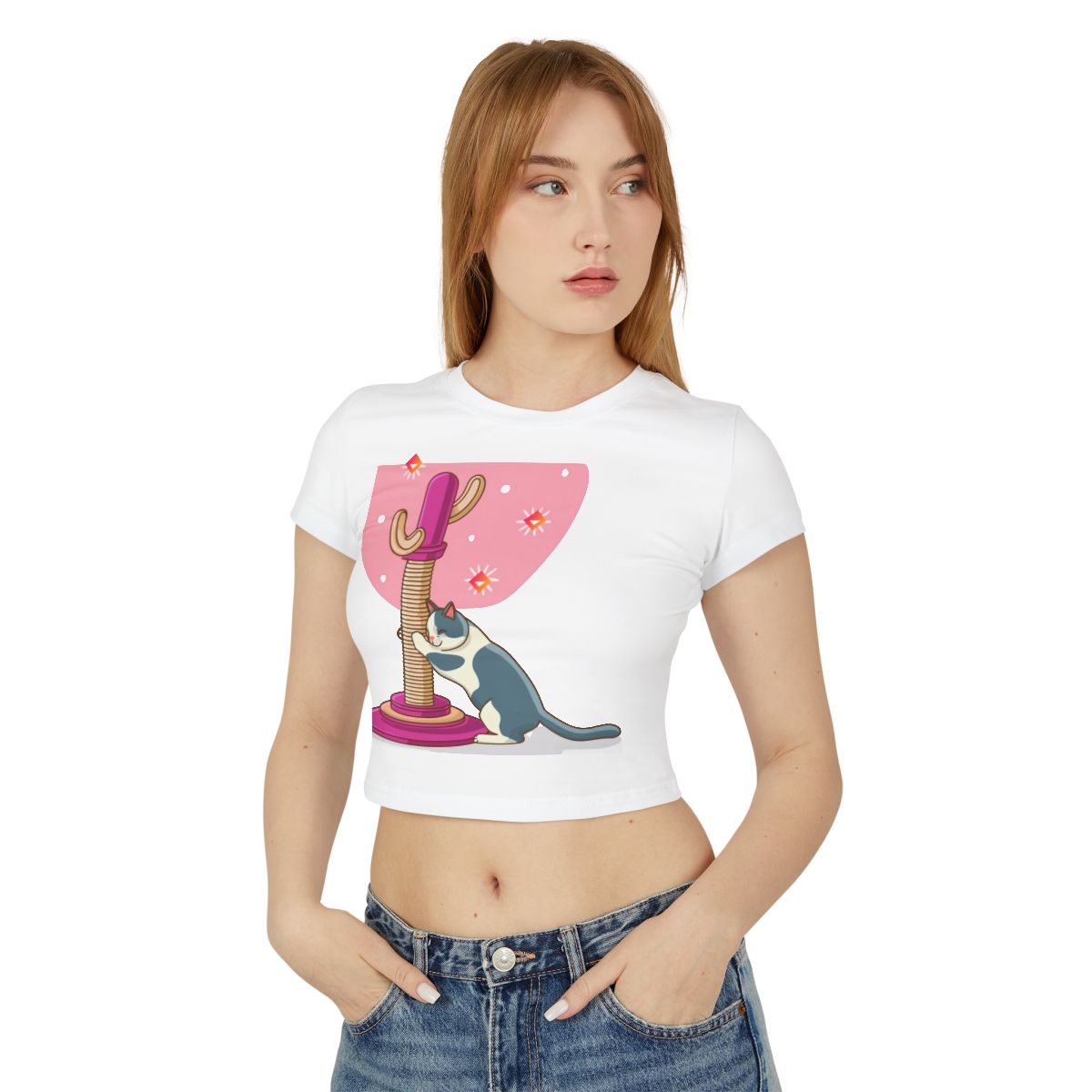 Scratch That! | Baby Tee for Cat Lovers with Cosmic Style