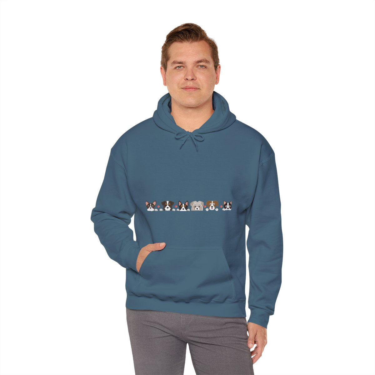 Dog Faces Hoodie | Cute Puppy Lineup Sweatshirt | Unisex Heavy Blend Hoodie